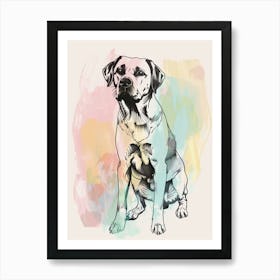 Labrador Dog Pastel Line Watercolour Illustration  3 Art Print
