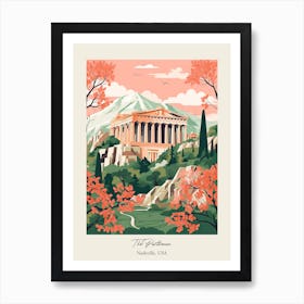 The Parthenon   Nashville, Usa   Cute Botanical Illustration Travel 5 Poster Art Print