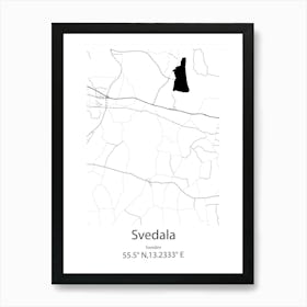 Svedala,Sweden Minimalist Map Art Print