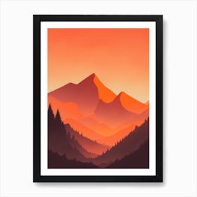 Misty Mountains Vertical Composition In Orange Tone 361 Art Print