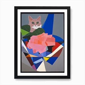 Hydrangea With A Cat 4 Abstract Expressionist Art Print