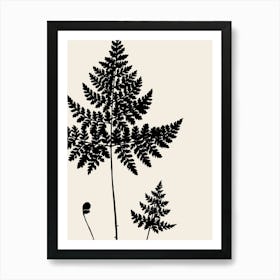 Fern Leaves in Black, Farmhouse Botanical 2 Art Print