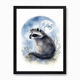 A Nocturnal Raccoon Watercolour Illustration Storybook 1 Art Print