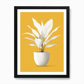 White Plant In A Pot Art Print