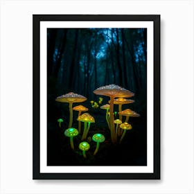 Glow In The Dark Mushrooms Art Print