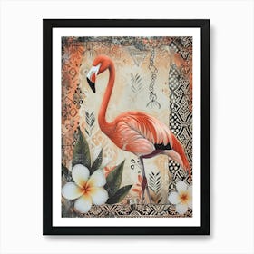 Greater Flamingo And Plumeria Boho Print 4 Art Print