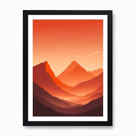 Misty Mountains Vertical Composition In Orange Tone 233 Art Print