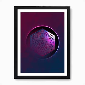 Geometric Neon Glyph on Jewel Tone Triangle Pattern 429 Art Print