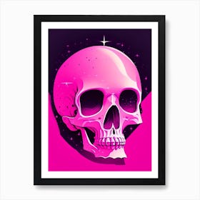 Skull With Celestial Themes 1 Pink Pop Art Art Print