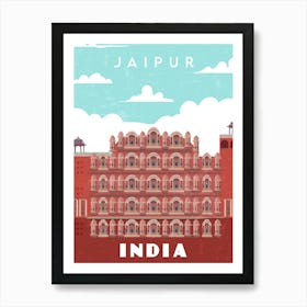 Jaipur, India — Retro travel minimalist poster Art Print