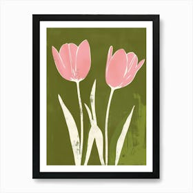 Pink & Green Tulip 1 Art Print