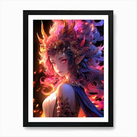 Anime Girl With Horns Art Print