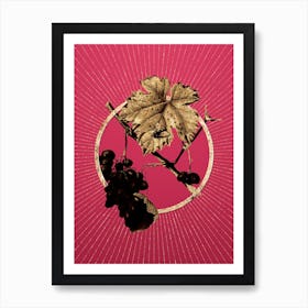 Gold Barbera Grape Glitter Ring Botanical Art on Viva Magenta n.0118 Art Print