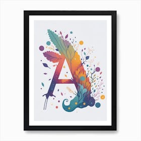 Colorful Letter A Illustration 20 Art Print