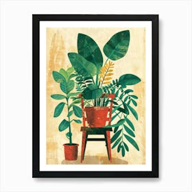 Potted Plants In A Chair Art Print