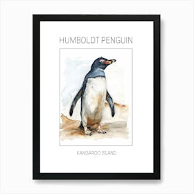 Humboldt Penguin Kangaroo Island Penneshaw Watercolour Painting 1 Poster Art Print