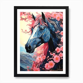 Cherry Blossom Horse Painting Art Print