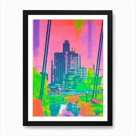 Port Of Glasgow United Kingdom Retro Risograph Print harbour Art Print