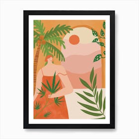 Tropical Plant Sunset Art Print