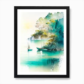 Mergui Archipelago Myanmar Watercolour Pastel Tropical Destination Art Print