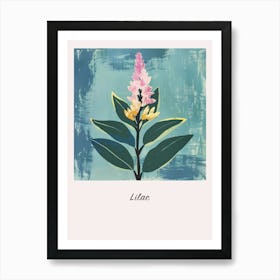 Lilac 2 Square Flower Illustration Poster Art Print