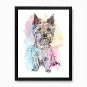 Pastel Skye Terrier Dog Line Illustration 1 Art Print