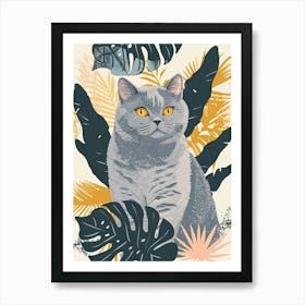 British Shorthair Cat Storybook Illustration 3 Art Print