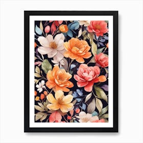 Watercolor Floral Wallpaper Art Print