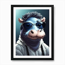 Pixel Hippo Art Print