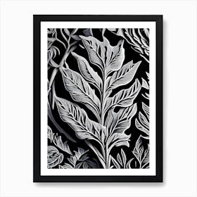 Lavender Leaf Linocut 1 Art Print