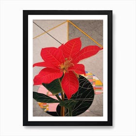 Poinsettia Flower Still Life  3 Abstract Expressionist Art Print