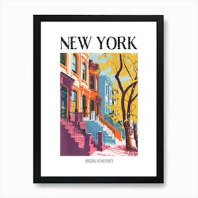 Brooklyn Heights New York Colourful Silkscreen Illustration 1 Poster Art Print