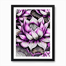 Lotus Flower Repeat Pattern Graffiti 6 Art Print