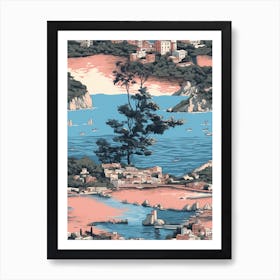 Amalfi Coast, Italy, Inspired Travel Pattern 4 Art Print