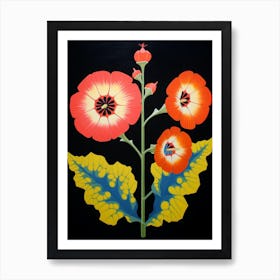 Hollyhock 2 Hilma Af Klint Inspired Flower Illustration Art Print