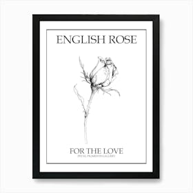 English Rose Black And White Line Drawing 6 Poster Art Print