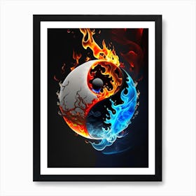Fire And Water 1 Yin and Yang Illustration Art Print