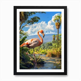 Greater Flamingo East Africa Kenya Tropical Illustration 3 Art Print