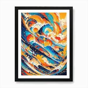 Abstract Wave Painting Spectrum of Memories Art Print