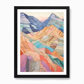 Scafell Pike England 4 Colourful Mountain Illustration Art Print