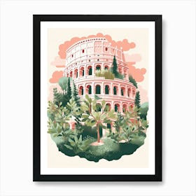 Colosseum   Rome, Italy   Cute Botanical Illustration Travel 0 Art Print