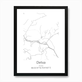 Detva,Slovakia Minimalist Map Art Print