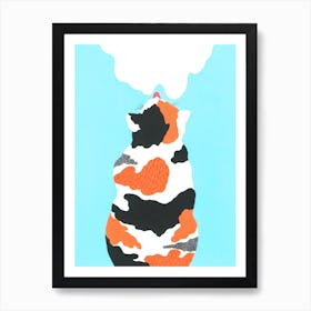 Portrait Of Cat And Milk Art Print