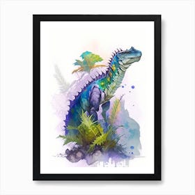 Omeisaurus 1 Watercolour Dinosaur Art Print