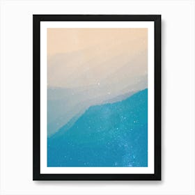 Minimal art abstract watercolor painting of evening blue sky Art Print