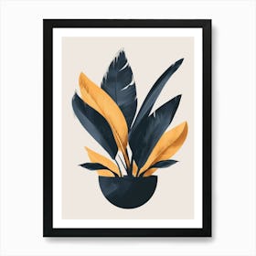 Black And Yellow Plant Art Print