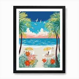 Siesta Key Beach, Florida, Matisse And Rousseau Style 2 Art Print