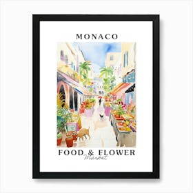 Food Market With Cats In Monaco 2 Poster Art Print