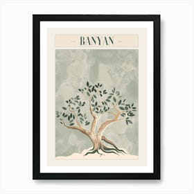 Banyan Tree Minimal Japandi Illustration 3 Poster Art Print