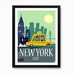New York City Poster Green & Grey Art Print